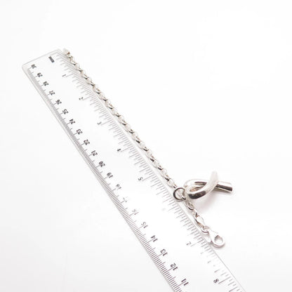 925 Sterling Silver Vintage Italy Heart Charm Rolo Link Bracelet 7.75"