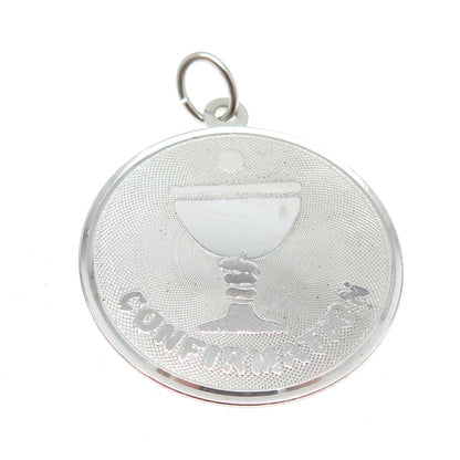 M&M 925 Sterling Silver Vintage Confirmation Religious Round Pendant