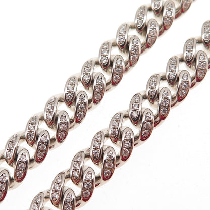 925 Sterling Silver Round-Cut C Z Cuban Chain Necklace 16"