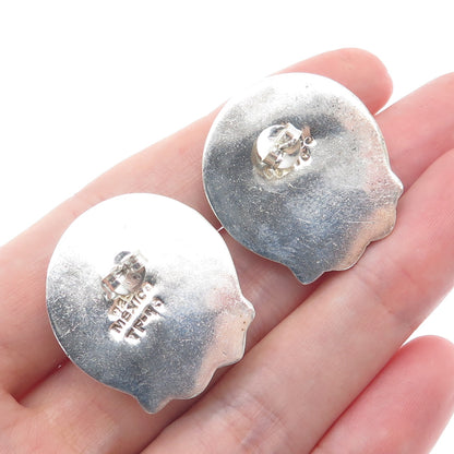925 Sterling Silver Vintage Mexico Real Black Onyx Modernist Earrings