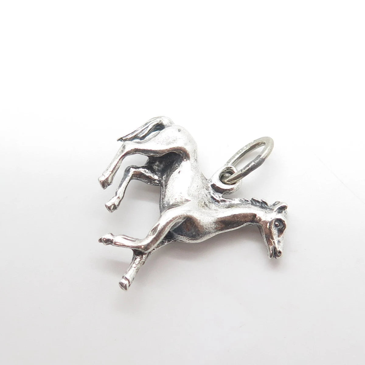 925 Sterling Silver Vintage Trote Y Galope Horse 3D Charm Pendant