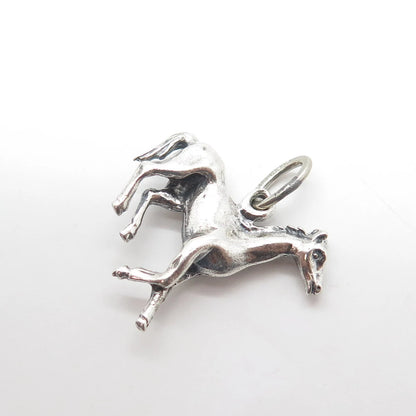 925 Sterling Silver Vintage Trote Y Galope Horse 3D Charm Pendant