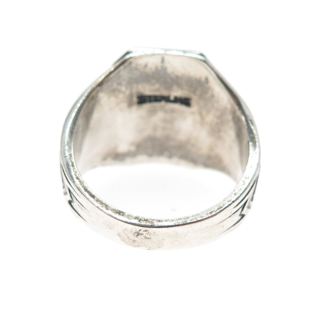 925 Sterling Silver Vintage 1953 Enamel St. Louis School Oxidized Ring Size 6.5