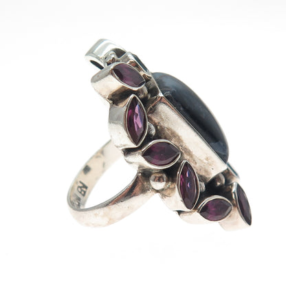NICKY BUTLER Sterling Silver Vintage Sodalite Amethyst & Blue Topaz Ring Size 6