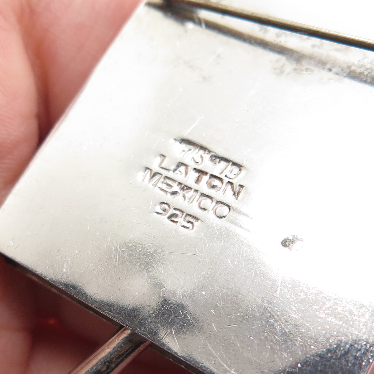 LATON 925 Sterling Silver 2-Tone Vintage Mexico Clock Pin Brooch