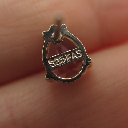 925 Sterling Silver Gold Plated Real Pear-Cut Amethyst Stud Earrings