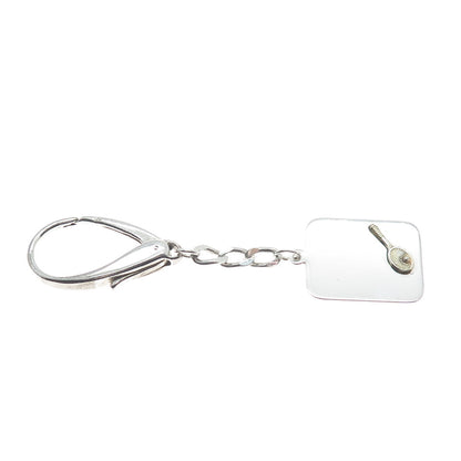 925 Sterling Silver 2-Tone Vintage Germany Tennis Racket Tag Key Fob Chain