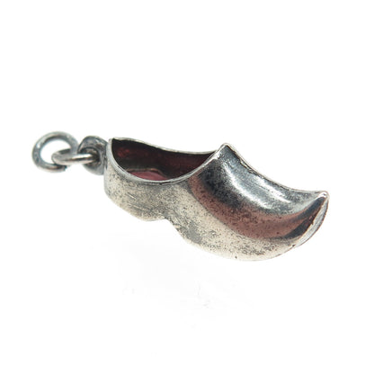 835 Silver Antique Enamel Netherlands Dutch Clog Shoe 3D Charm Pendant