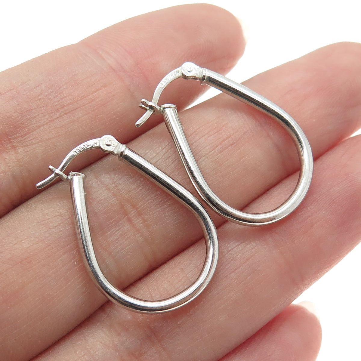 925 Sterling Silver Hinged Hoop Earrings