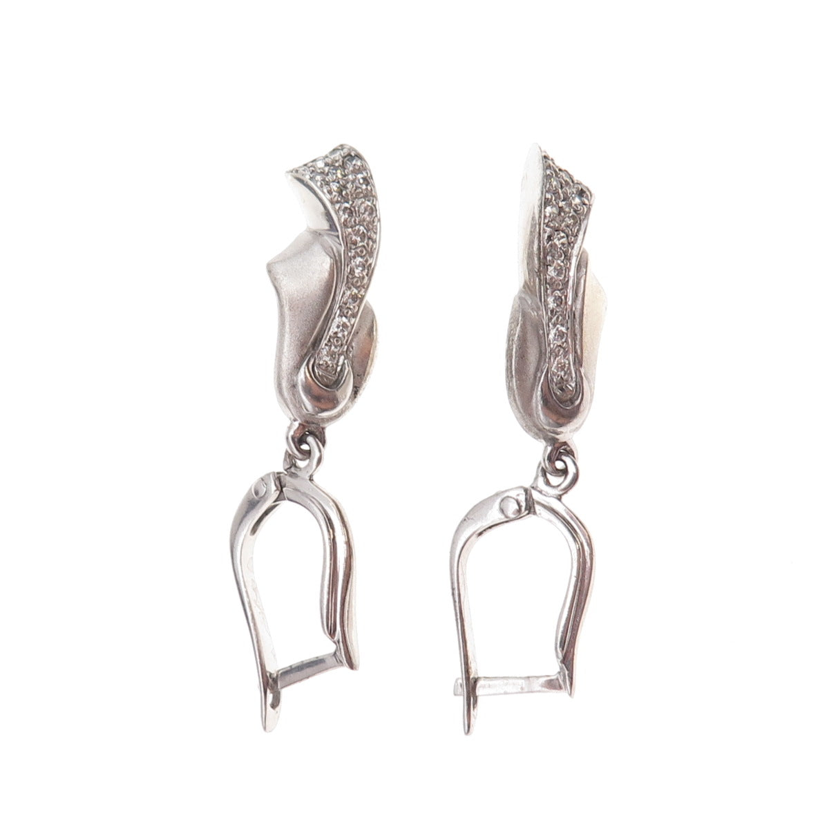 925 Sterling Silver Vintage Round-Cut C Z Aquarius Zodiac Dangle Earrings