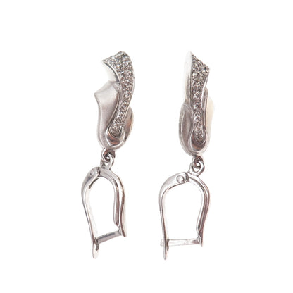 925 Sterling Silver Vintage Round-Cut C Z Aquarius Zodiac Dangle Earrings
