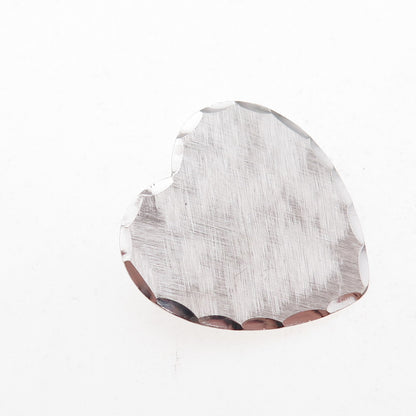 Beau 925 Sterling Silver Vintage Brushed Heart Pin Brooch