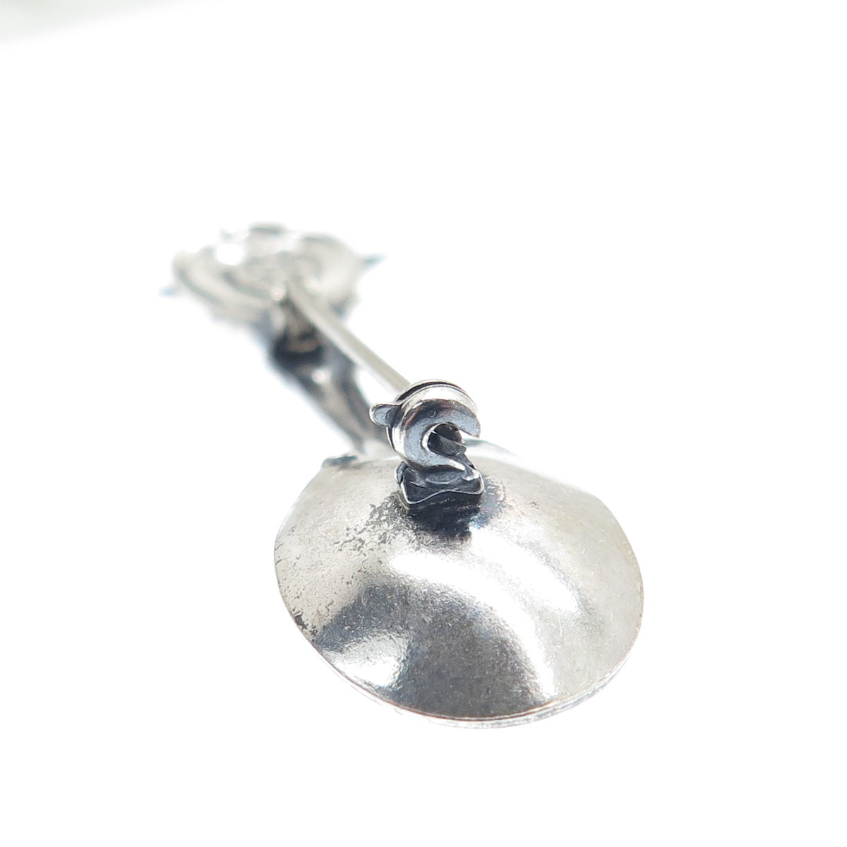 JEWELART 925 Sterling Silver Antique Art Deco Rose Flower Spoon Pin Brooch