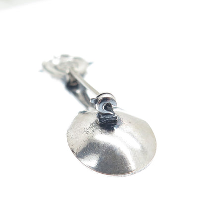 JEWELART 925 Sterling Silver Antique Art Deco Rose Flower Spoon Pin Brooch
