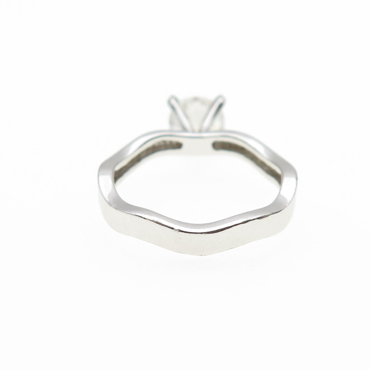 925 Sterling Silver Round-Cut C Z Engagement Wavy Ring Size 7