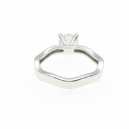925 Sterling Silver Round-Cut C Z Engagement Wavy Ring Size 7