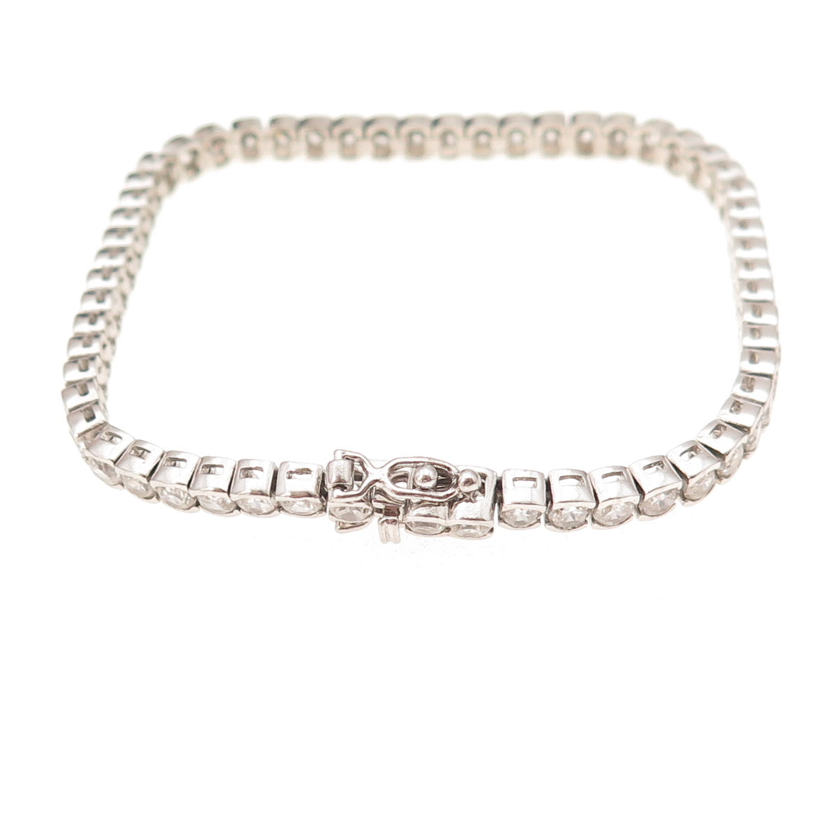 925 Sterling Silver Round-Cut C Z Tennis Link Bracelet 7.25"
