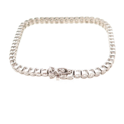 925 Sterling Silver Round-Cut C Z Tennis Link Bracelet 7.25"