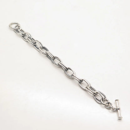 925 Sterling Silver Vintage Double Rolo Link Bracelet 6.5"