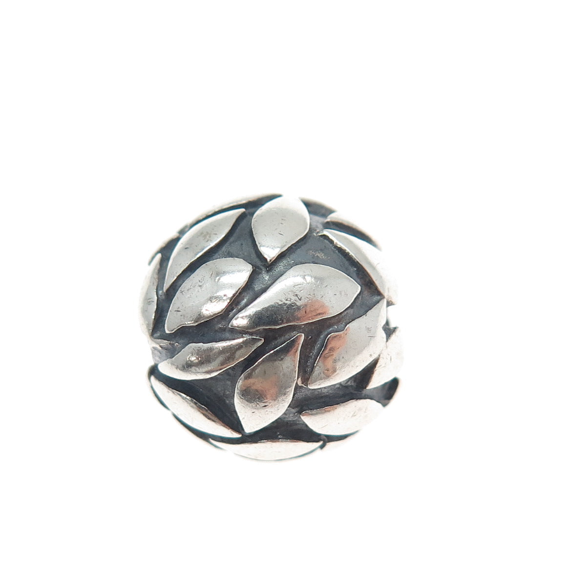SILPADA 925 Sterling Silver Vintage Floral Petal Oxidized Large Bead Slide Charm