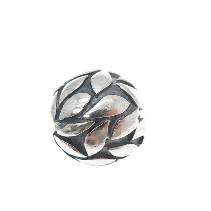 SILPADA 925 Sterling Silver Vintage Floral Petal Oxidized Large Bead Slide Charm