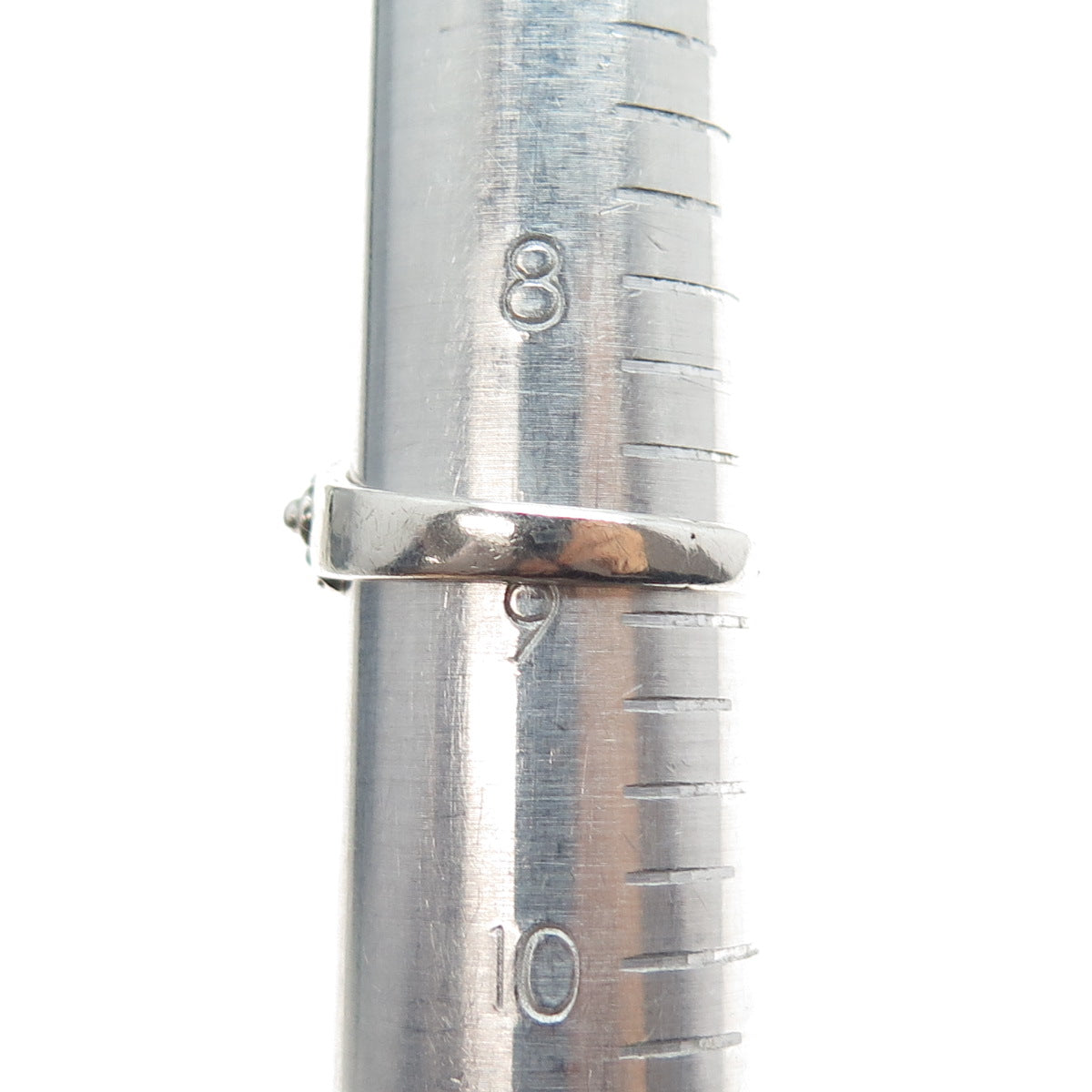 925 Sterling Silver Vintage Real Amethyst Beaded Oxidized Ring Size 9