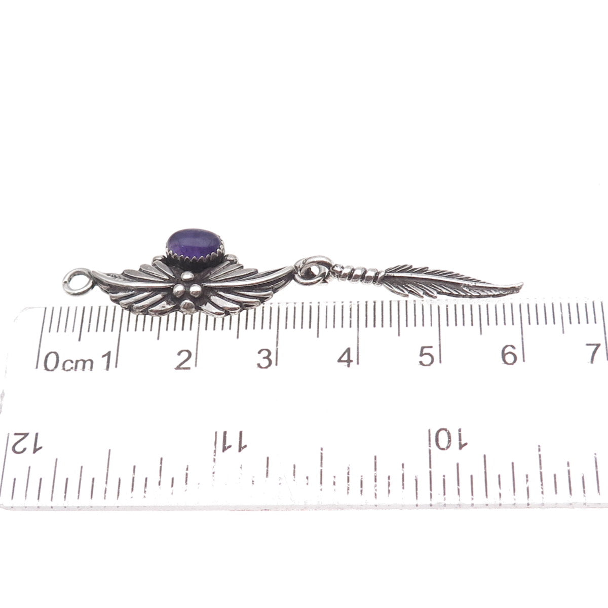 Jay King Desert Rose Old Pawn Sterling Silver Vintage Amethyst Feather Pendant