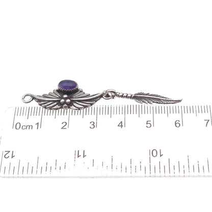 Jay King Desert Rose Old Pawn Sterling Silver Vintage Amethyst Feather Pendant