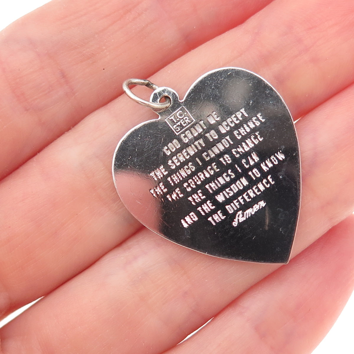 Town & Country 925 Sterling Silver Vintage Prayer Hands Heart Charm Pendant