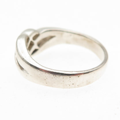 925 Sterling Silver Vintage Modernist Wavy Ring Size 9