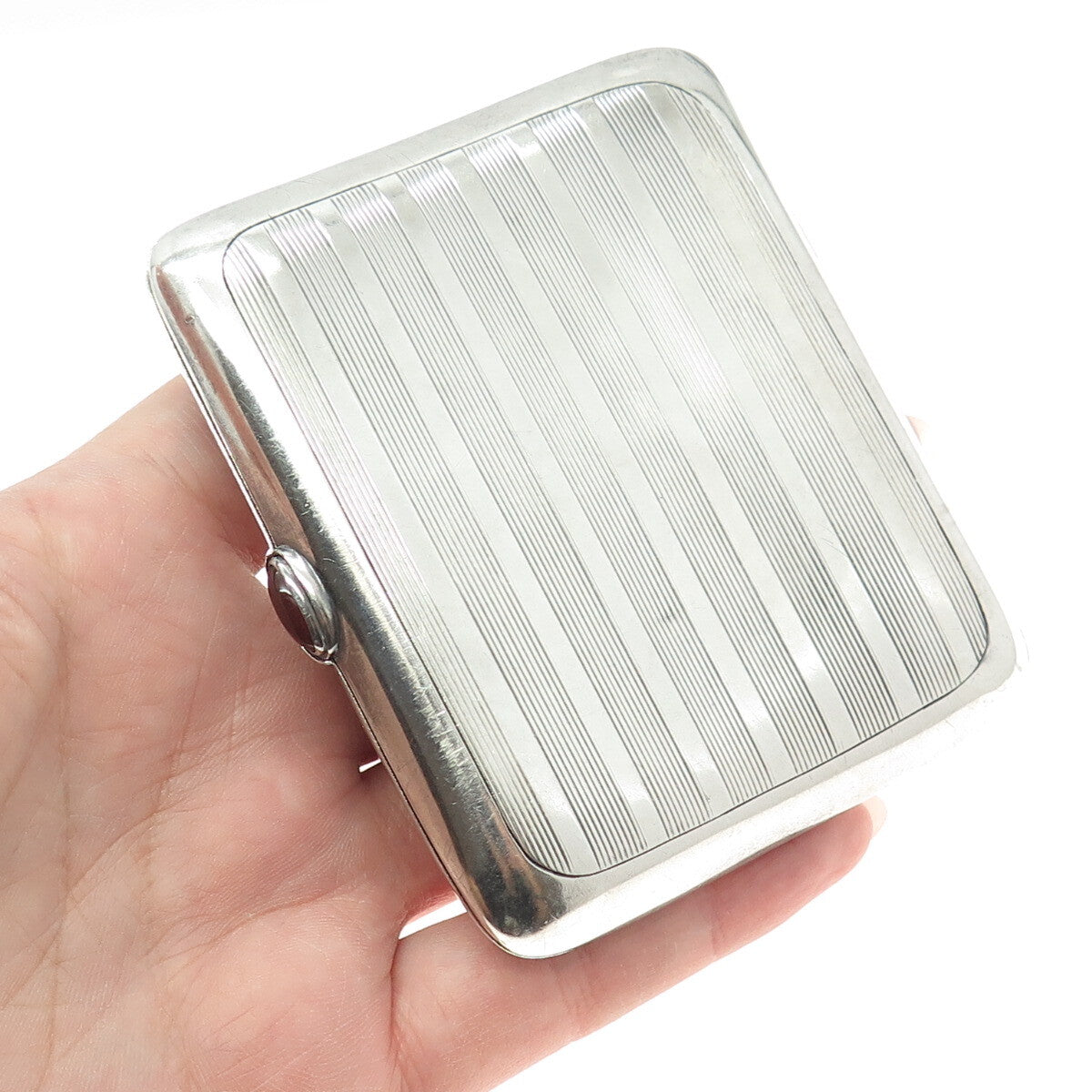 WATROUS MFG CO 925 Sterling Silver Antique Art Deco Carnelian Cigarette Case #38