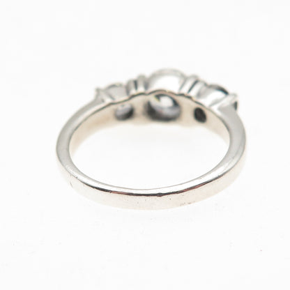 925 Sterling Silver Vintage Round-Cut C Z Engagement Ring Size 7.25
