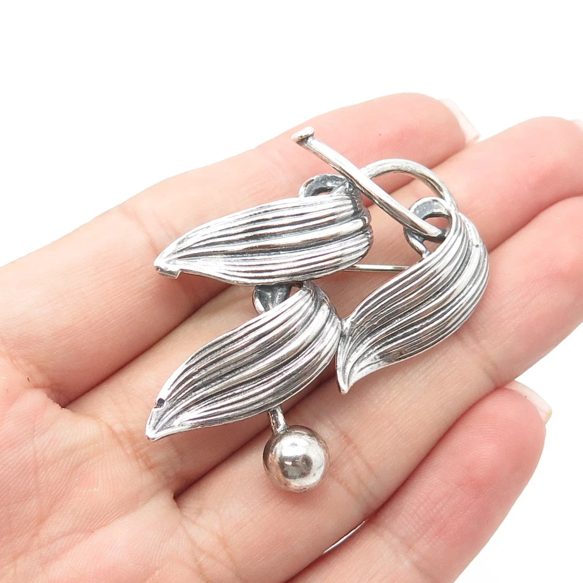 925 Sterling Silver Antique Art Deco Felchcraft Leaf Pin Brooch