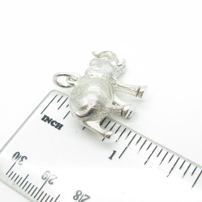 925 Sterling Silver Vintage Elephant Safari 3D Pendant