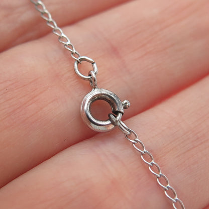 THEDA 925 Sterling Silver Vintage St. Mary Religious Cable Chain Necklace 18"