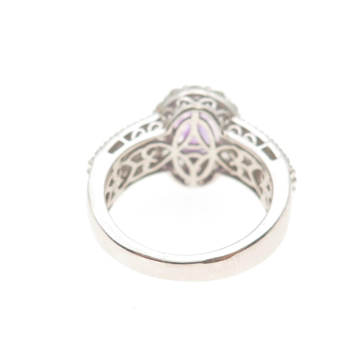CHUCK CLEMENCY 925 Sterling Silver Real Amethyst & White Topaz Ring Size 6
