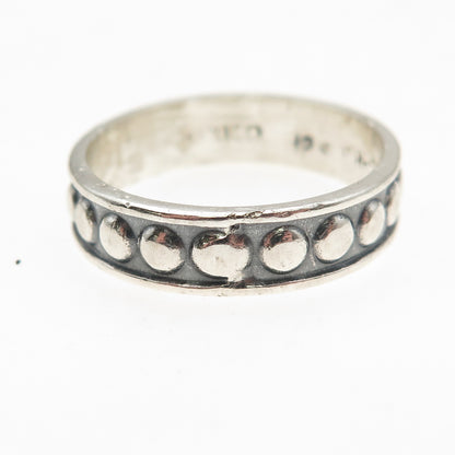 925 Sterling Silver Vintage Mexico Dotted Oxidized Band Ring Size 10.25