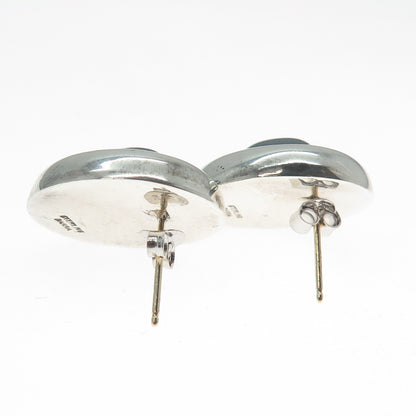 BARRA Sterling Silver & 14K Gold Posts Vintage Real Hematite Modernist Earrings