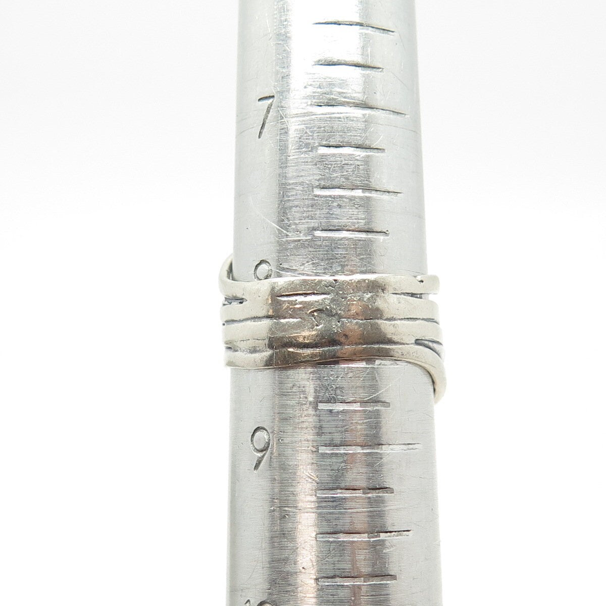 925 Sterling Silver Vintage Modernist 4-Row Ring Size 8.5