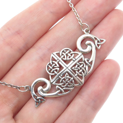 PETER STONE 925 Sterling Silver Vintage Celtic Knot Cable Chain Necklace 18"