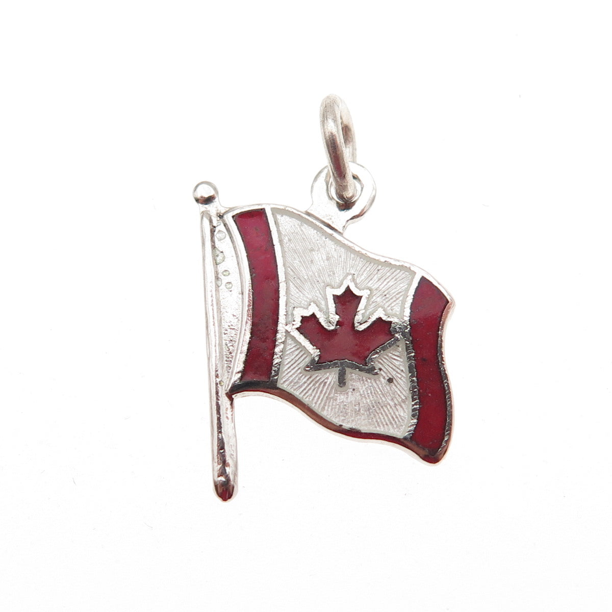 BREADNER CO. Sterling Silver Vintage Enamel Flag of Canada Mini Charm Pendant