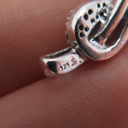 925 Sterling Silver Real Round-Cut Diamond Infinity Knot Slide Charm Pendant