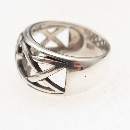 925 Sterling Silver Vintage Celtic Trinity Knot Oxidized Ring Size 7