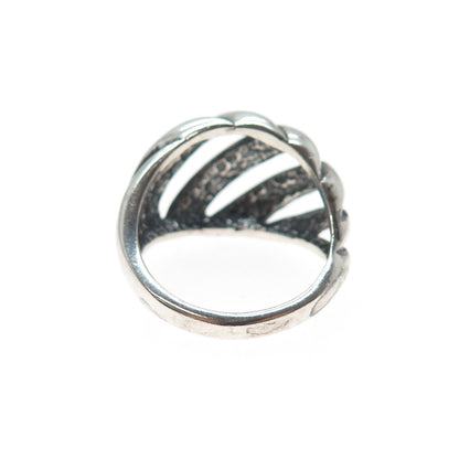 KABANA 925 Sterling Silver Vintage Modernist Ribbed Oxidized Ring Size 8