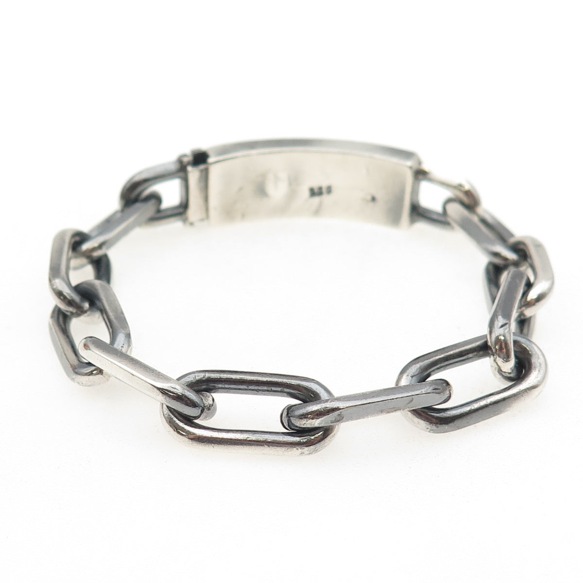 925 Sterling Silver Vintage Oxidized Cable Link ID Bracelet 6.5"