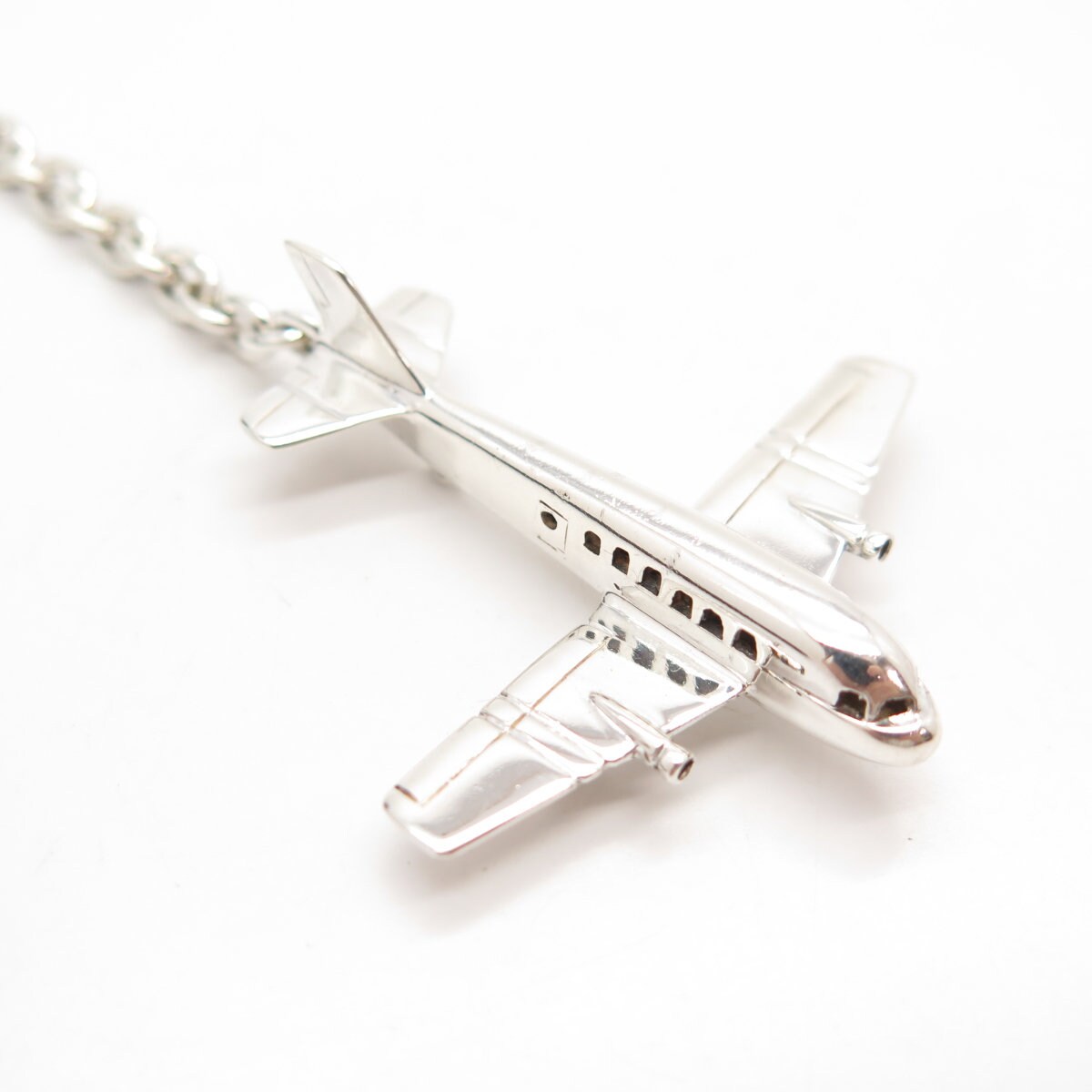 925 Sterling Silver Vintage Airplane Fob Pendant