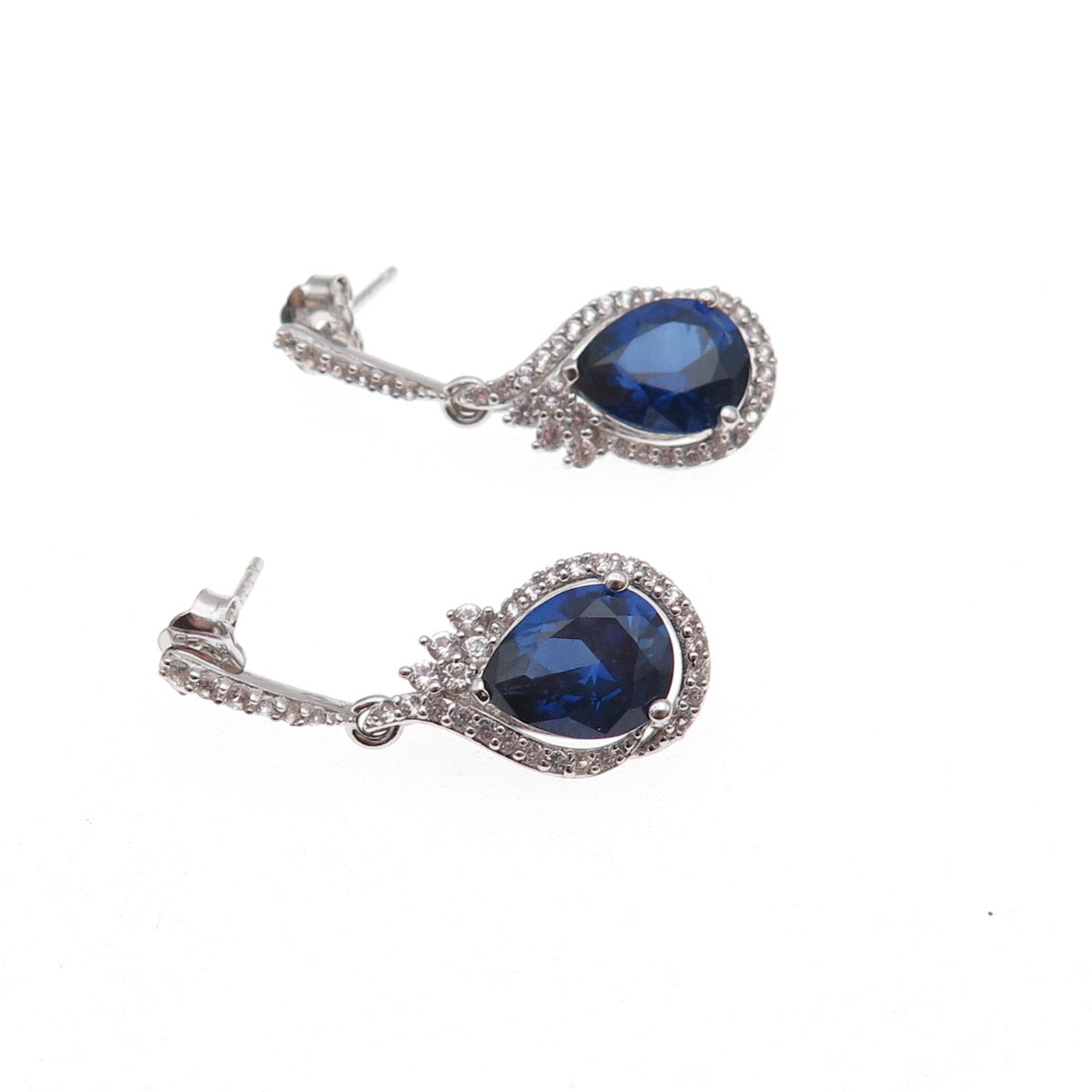 Richline 925 Sterling Silver Real White Topaz & Lab-Created Sapphire Earrings