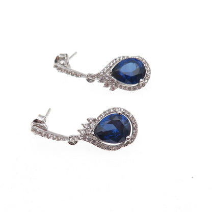 Richline 925 Sterling Silver Real White Topaz & Lab-Created Sapphire Earrings