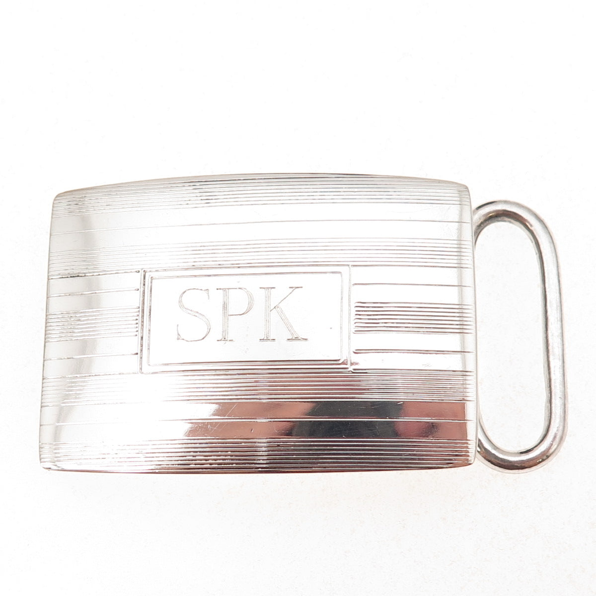 Charles Thomae Sterling Silver Antique Art Deco Engraved SPK Mono Belt Buckle