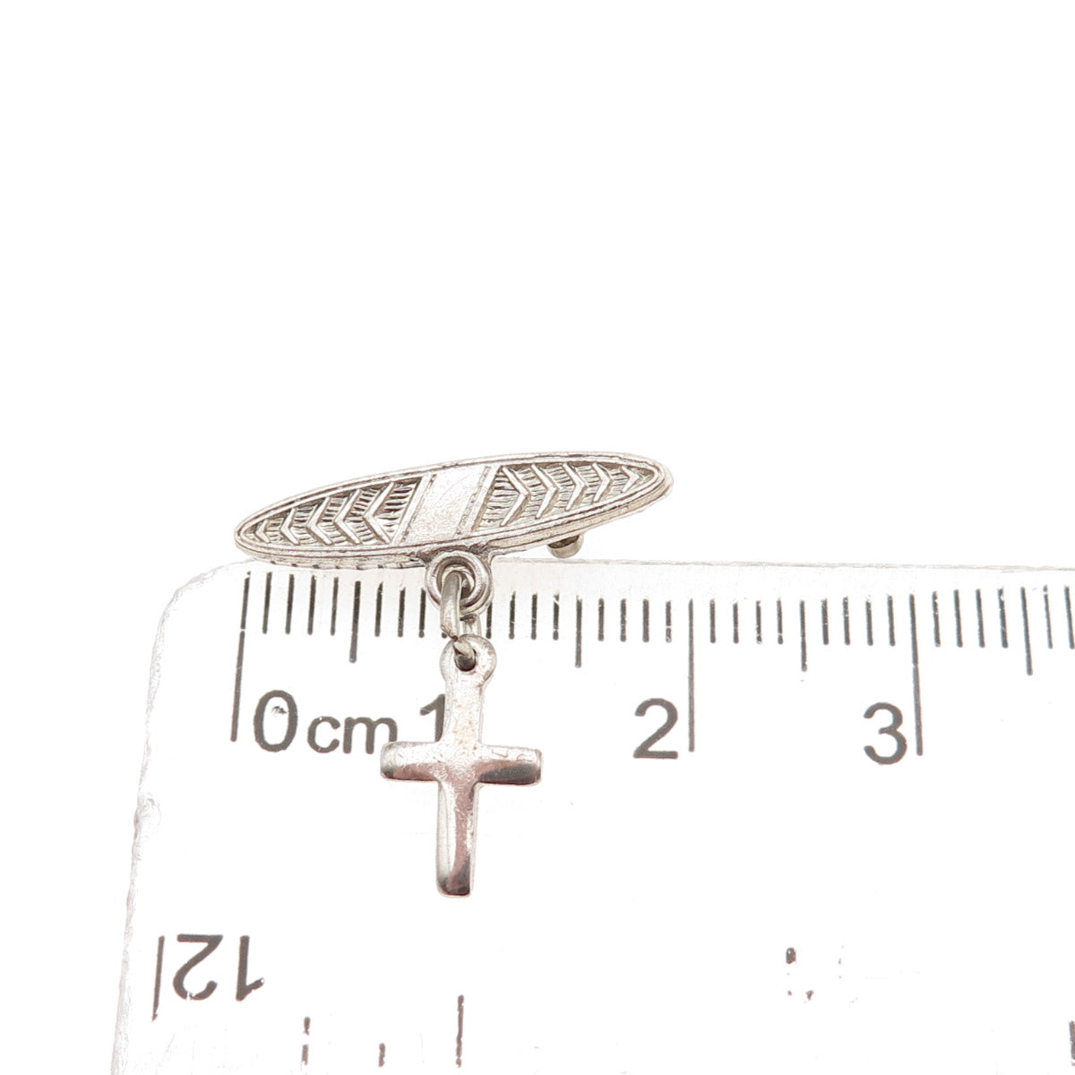 Creed 925 Sterling Silver Antique WWII US Army Cross Religious Pin Brooch